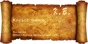 Kozicz Bence névjegykártya