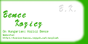 bence kozicz business card